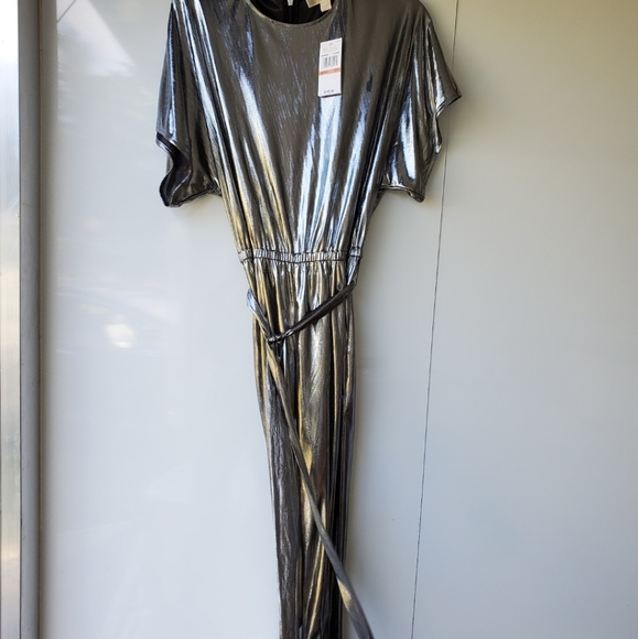 Michael Michael Kors Womens Metallic Dolman Jumpsuit Silver Metallic MH98ZBUDOE - Picture 4 of 5